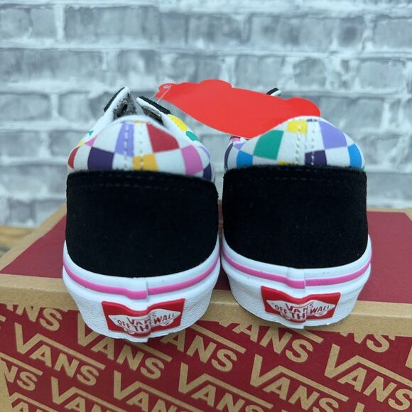 Vans Old Skool Rainbow Checkerboard Black Multicolor Little Kids Size 2.5 K New‎ - Picture 4 of 5